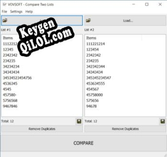 Compare Two Lists Key генератор