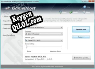 Регистрационный ключ к программе  GameBoost