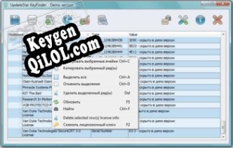 Регистрационный ключ к программе  UpdateStar Product Key Finder